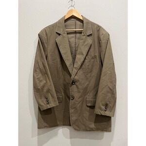 Vintage LL Bean Mens Dark Khaki Cotton Twill Blazer Jacket Size 42